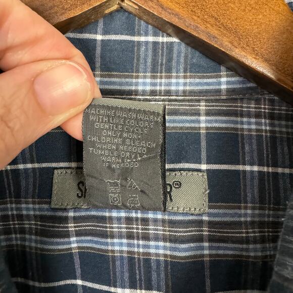 Spring + Mercer Upcycled Blue Plaid Long Sleeve Tunic Shirt Dress - Picture 10 of 10